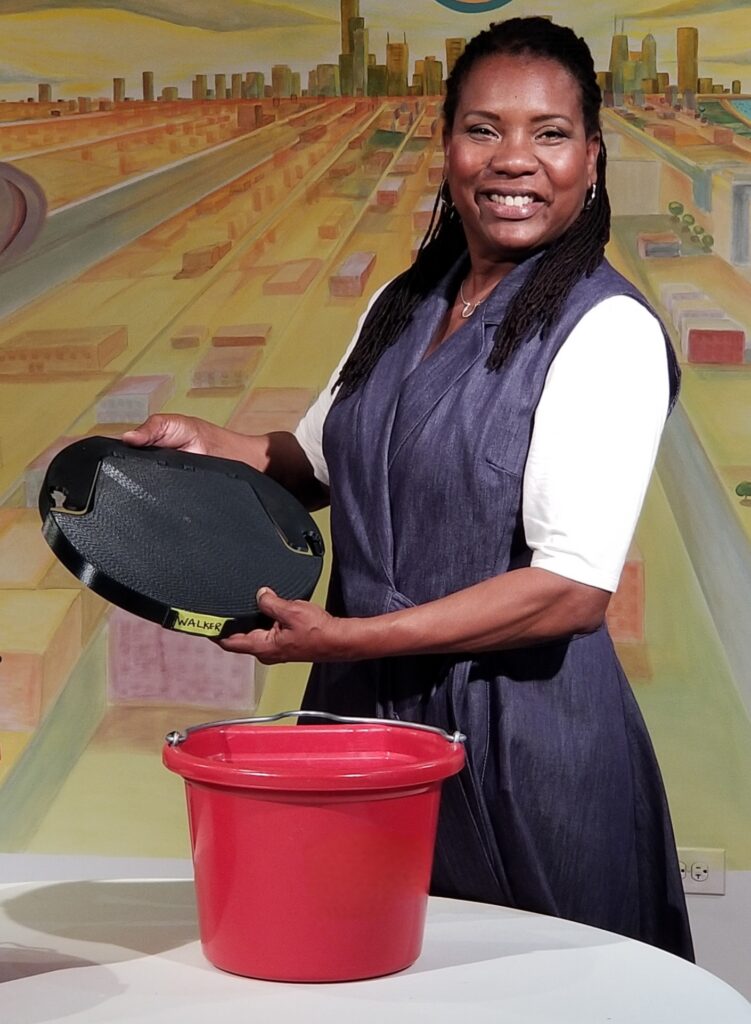 Robin with her first prototype